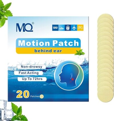 MQ 20ct Motion Sickness Patches Light Color - Cruise Ship Travel Essentials - Sea Sickness Patches Non Drowsy & Waterproof, Fast Acting & Long Lasting 72H