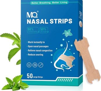 MQ 50ct Nasal Strips for Snoring Mint Scent Nose Strips for Breathing Extra Strength Snore Strips to Open Nasal Passages, Relieve Nasal Congestion