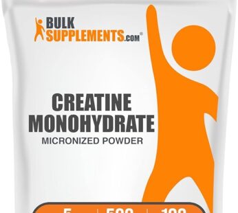 BulkSupplements.com Creatine Monohydrate Powder – Creatine Supplement, Micronized Creatine, Creatine Powder – Unflavored & Gluten Free, 5g (5000mg) per Servings, 500g (1.1 lbs) (Pack of 1)