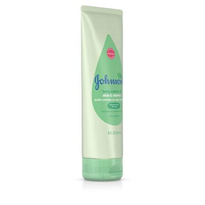 Johnson's Baby Creamy Oil with Aloe & Vitamin E, Moisturizing Baby Body Lotion for Delicate Skin, Hypoallergenic and Free of Parabens, Phthalates, and Dyes, 8 Fl Oz, Pack of 3 - Image 7