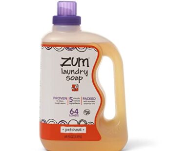 Indigo Wild Zum Clean Laundry Soap – Plant-Based Liquid Laundry Soap – Contains Baking Soda, Essential Oils & Saponified Coconut Oil – Patchouli Scent – 64 fl oz