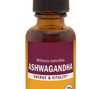 Herb Pharm Certified Organic Ashwagandha Extract for Energy and Vitality, Grain, Organic Cane Alcohol, 1 Ounce