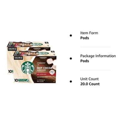 Starbucks Classic Hot Cocoa K-Cup Pods, Made with Real Cocoa & Nonfat Milk, K-Cup Pods for Keurig Brewing System, 10 CT K-Cups Per Box (10 Count (Pack of 2)) - Image 9