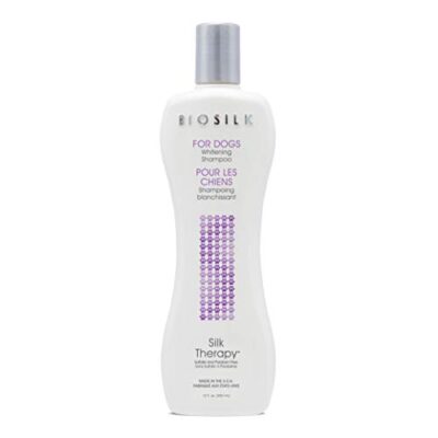 BioSilk Silk Therapy Whitening Dog Shampoo for Dogs - Pet Safe Grooming and Brightening Shampoo for a Bright White Coat - Dog Wash Enhances Shine and Softness, 12 Fl Oz