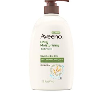 Aveeno Daily Moisturizing Body Wash, Body Wash for Dry Skin with Soothing Oat, Creamy Shower Cleanser, Gentle, Soap-Free and Dye-Free, Lightly Scented Body Wash, 33 FL OZ