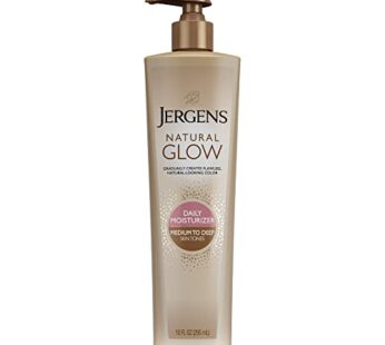 Jergens Natural Glow 3-Day Self Tanner for Medium to Deep Skin Tone, Sunless Tanning Daily Moisturizer, for Streak-free and Natural-Looking Color, 10 oz