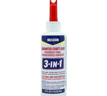 BEACON 3-in-1 Advanced Craft Glue – Fast-Drying, Crystal Clear Adhesive for Wood, Ceramics, Fabrics, and More, 4-Ounce