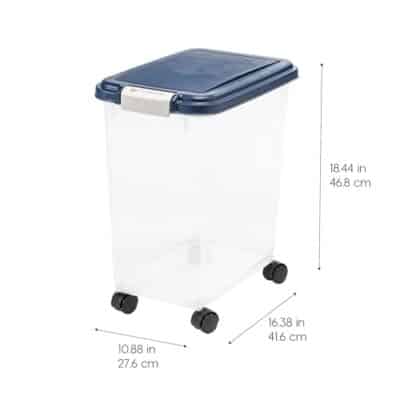 IRIS USA Airtight Dog Food Storage Container, Up to 30 lbs, Attachable Wheels, for Dog Cat Bird and other Pet Food Storage Bin, Keep Fresh, Easy Mobility, BPA Free, Navy - Image 4