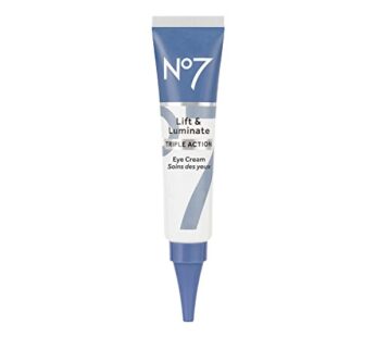 No7 Lift & Luminate Triple Action Eye Cream – Anti-Aging Under Eye Cream for Dark Circles, Puffiness & Wrinkles – Formulated with Vitamin C to Brighten and Refresh Tired Eyes (0.5 Fl Oz)