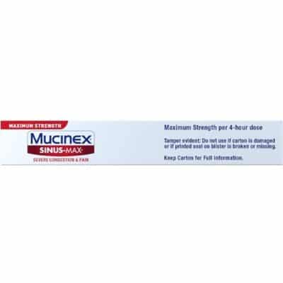 Mucinex Sinus Max Severe Congestion & Pain Relief, Maximum Strength Nasal & Sinus Relief, Decongestant for Adults, Acetaminophen Pain Reliever, Guaifenesin Expectorant and Mucus Removal, 20 Caplets - Image 13