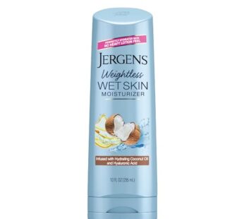 Jergens Wet Skin Body Lotion with Coconut Oil, In Shower Lotion for Dry Skin, Fast-Absorbing, Non-Sticky, Dermatologist Tested, 10 Ounce