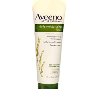 Aveeno Daily Moisturizing Body Lotion with Soothing Oat and Rich Emollients to Nourish Dry Skin, Fragrance-Free, 8 fl. oz (Pack of 2)