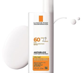 La Roche-Posay Anthelios Light Fluid Facial Sunscreen SPF 60 | Lightweight Sunscreen For Face | Fluid Texture | Broad Spectrum SPF + Antioxidants | Oil Free & Oxybenzone Free | Travel Size 1.7 Fl. Oz.