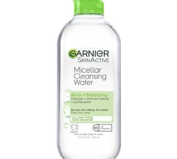 Garnier Micellar Water for Oily Skin, Facial Cleanser & Makeup Remover, Mattifying, For All Skin Types, Vegan, Cruelty Free, 13.5 Fl Oz (400mL), 1 Count