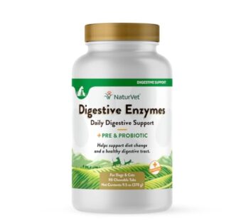 NaturVet Digestive Enzymes Plus Probiotics Supplement for Dogs, Soft Chews, Made in The USA with Globally Source Ingredients 90 Count