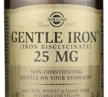 Solgar Gentle Iron – Ideal for Sensitive StomachsRed Blood Cell Supplement, , Non Constipating & GMO, Vegan, Gluten & Dairy Free, Kosher – 180 Servings, Unflavored, 180 Count