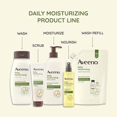 Aveeno Daily Moisturizing Body Wash for Dry & Sensitive Skin with Prebiotic Oat, Hydrating Oat Body Wash Nourishes Dry Skin & Gently Cleanses, Light Fragrance, Sulfate-Free, 18 fl. oz - Image 5