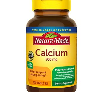 Nature Made Calcium 500 mg with Vitamin D3, Dietary Supplement for Bone Support, 130 Tablets