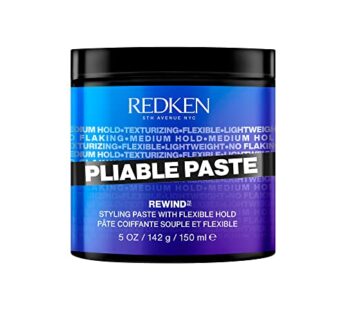 Redken Pliable Paste For Hair Styling with Flexible Hold |Adds Lightweight, Flexible Texture & Moisture | Natural Finish | No Flaking | Medium Hold Control | For All Hair Types | 5 Oz