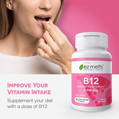 EZ Melts B12 Sublingual Vitamin 2,500 mcg, Methylcobalamin, Sugar-Free, 3-Month Supply - Image 7