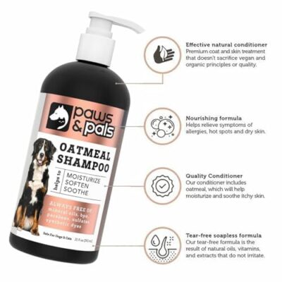 6-in-1 Dog Shampoo and Conditioner for Itchy Skin, Made in USA - 20oz Vet Formula Natural Medicated Best for De-Shedding, Itch Relief, Smelly Odor, Dry Sensitive Skin - Dogs & Cats Oatmeal Pet Wash - Image 3