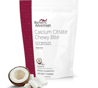 Bariatric Advantage Calcium Citrate Chewy Bites 500 mg – for Bariatric Surgery Patients – Vitamin D3 – Sugar-Free Chewable Calcium Supplement – Bariatric Calcium Chews – Coconut Flavor – 90 Count