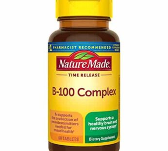 Nature Made Time Release Vitamin B-100 High Potency B Complex, Dietary Supplement for Nervous System Function Support, 60 Time Release Tablets, 60 Day Supply