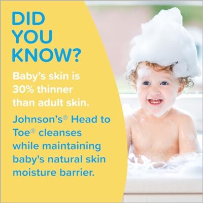 Johnson's Head-to-Toe Gentle Tear-Free Baby & Newborn Wash & Shampoo, Sulfate-, Paraben- Phthalate- & Dye-Free, Hypoallergenic Wash for Sensitive Skin & Hair, 27.1 fl. Oz - Image 7