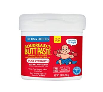 Boudreaux’s Butt Paste Maximum Strength Diaper Rash Cream, Ointment for Baby, 14 oz Flip-Top Jar