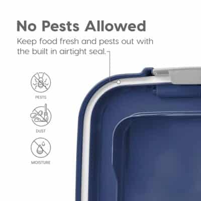 IRIS USA Airtight Dog Food Storage Container, Up to 30 lbs, Attachable Wheels, for Dog Cat Bird and other Pet Food Storage Bin, Keep Fresh, Easy Mobility, BPA Free, Navy - Image 5