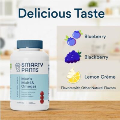 SmartyPants Multivitamin for Men, Gummies: Omega 3 Fish Oil (EPA/DHA), Methylfolate, CoQ10, Vitamin D3, C, Vitamin B12, B6, Vitamin A, K & Zinc for Immune Support, 180 Gummies (30 Day Supply) - Image 6
