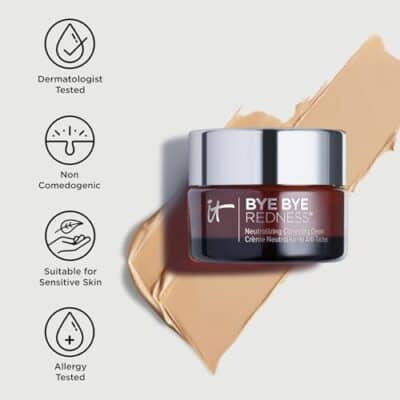 IT Cosmetics Bye Bye Redness, Transforming Light Beige - Neutralizing Color-Correcting Cream - Reduces Redness - Long-Wearing Coverage - With Hydrolyzed Collagen - 0.37 fl oz - Image 6
