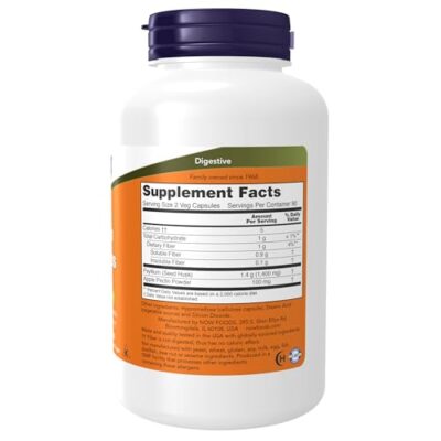 NOW Supplements, Psyllium Husk Caps 700 mg with 50 mg of Apple Pectin, Intestinal Health*, 180 Veg Capsules - Image 2