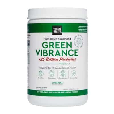 Vibrant Health, Green Vibrance, Includes 65 Plant-Based Superfoods, 25 Billion Probiotics, Fiber, Adaptogens & Enzymes, 30 Servings