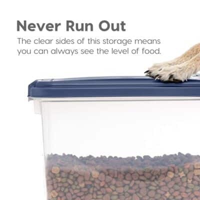 IRIS USA Airtight Dog Food Storage Container, Up to 30 lbs, Attachable Wheels, for Dog Cat Bird and other Pet Food Storage Bin, Keep Fresh, Easy Mobility, BPA Free, Navy - Image 7