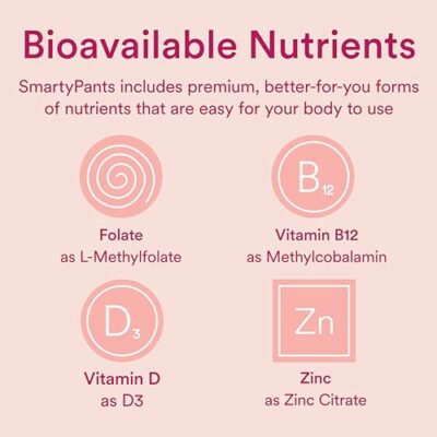 SmartyPants Women's Multivitamin Gummies: Omega 3 Fish Oil (EPA/DHA), Methylfolate, CoQ10, Vitamin D3, C, Vitamin B12, B6, Vitamin A, K & Zinc, Gluten Free, 180 Count (30 Day Supply) - Image 10