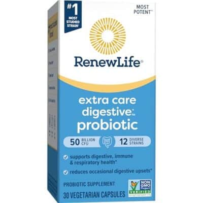 Renew Life Extra Care Digestive Probiotic Capsules, 50 Billion CFU Guaranteed, Daily Supplement Supports Immune, Digestive, Respiratory Health(1), L. Rhamnosus GG, Dairy, Soy and Gluten-Free, 30 Count - Image 8