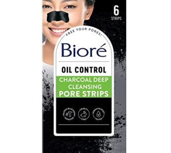 Bior? Charcoal Blackhead Remover Pore Strips, Deep Cleansing Nose Strips for Removal and Unclogging, 3X Less Oil, 6 Count