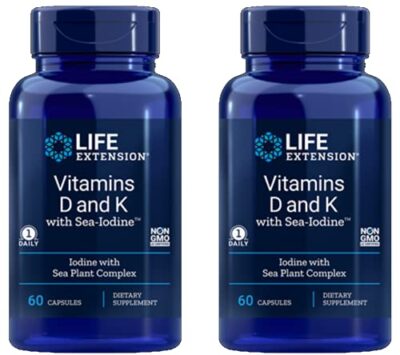 Life Extension Vitamins D and K with Sea-Iodine 60 Capsules (2pack) - Image 3