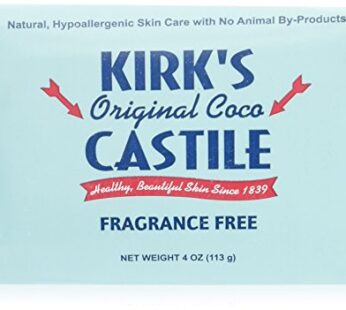 Kirk’s Original Coco Castile Bar Soap Fragrance Free 4 Ounces (5 Pack)