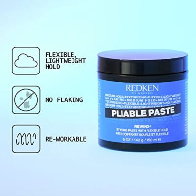 Redken Pliable Paste For Hair Styling with Flexible Hold |Adds Lightweight, Flexible Texture & Moisture | Natural Finish | No Flaking | Medium Hold Control | For All Hair Types | 5 Oz - Image 4