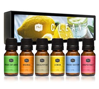 P&J Trading Fragrance Oil Clean Set | Fresh Cotton, Lemon, Orange, Grapefruit, Fresh Cut Grass, and Eucalyptus Candle Scents for Candle Making
