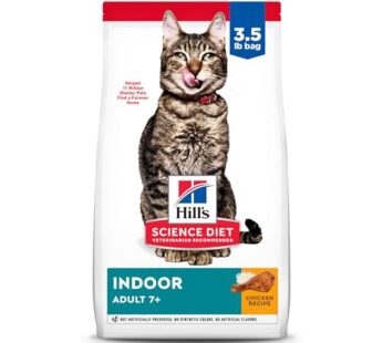 Hill’s Science Diet Indoor, Senior Adult 7+, Easy Litter Box Cleanup, Dry Cat Food, Chicken Recipe, 3.5 lb Bag