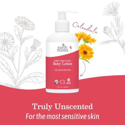 Earth Mama Simply Non-Scents Baby Lotion for Dry Skin, Calendula Cream for Newborn Skin Care, Organic Moisturizer for Children with Aloe Juice, Rooibos, & Shea Butter, Fragrance Free, 8-Fluid Ounce - Image 7