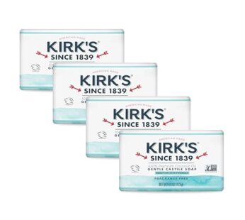 Kirk’s Castile Bar Soap Clean Soap for Men, Women & Children | Premium Coconut Oil | Sensitive Skin Formula, Vegan | Fragrance-Free/Unscented | 4 oz. Bars – 4 Pack