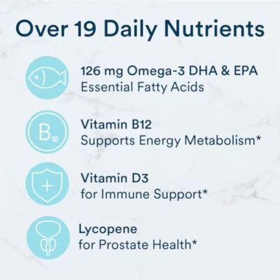 SmartyPants Multivitamin for Men, Gummies: Omega 3 Fish Oil (EPA/DHA), Methylfolate, CoQ10, Vitamin D3, C, Vitamin B12, B6, Vitamin A, K & Zinc for Immune Support, 180 Gummies (30 Day Supply) - Image 5