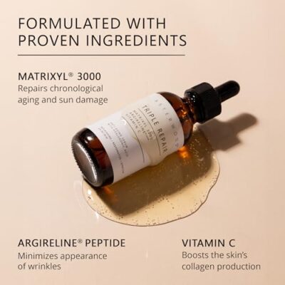 Asterwood Triple Repair Matrixyl 3000 + Argireline + Vitamin C Face Serum - Formulated with Hyaluronic Acid - Anti-Aging and Anti-Wrinkle - Peptides Serum For Face, 237ml/8 oz - Image 3
