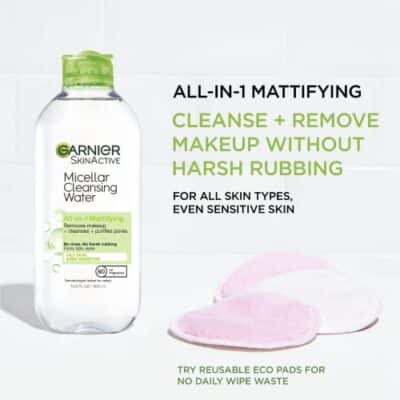 Garnier Micellar Water for Oily Skin, Facial Cleanser & Makeup Remover, Mattifying, For All Skin Types, Vegan, Cruelty Free, 13.5 Fl Oz (400mL), 1 Count - Image 2