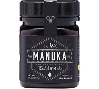 Kiva Raw Manuka Honey, Certified UMF 15+ | MGO 514+ | 100% Pure Genuine New Zealand (8.8oz/250g Bottle) | Non-GMO | Traceable | UMF & MGO Certified