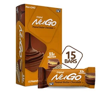 NuGo Protein Bar, Peanut Butter Chocolate, 11g Protein, 170 Calories, Gluten Free, 15 Count